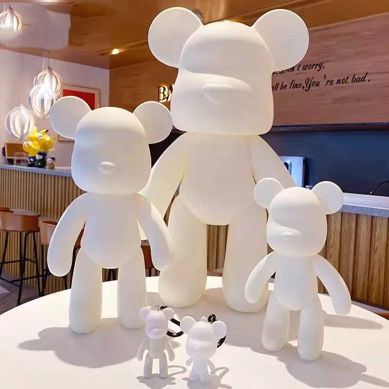 Decorative Objects Figurines Vinyl White Bear Figure DIY Graffiti Handmade Bear Statue Painting Fluid Pigment Vinyl Graffiti Figurine Decoration Kid T