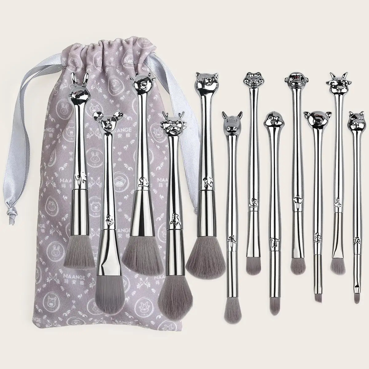 Makeup Brush Set with Flannel Bag Beauty Tools Factory Direct Sales MAANGE 12 Cute Pet 240708