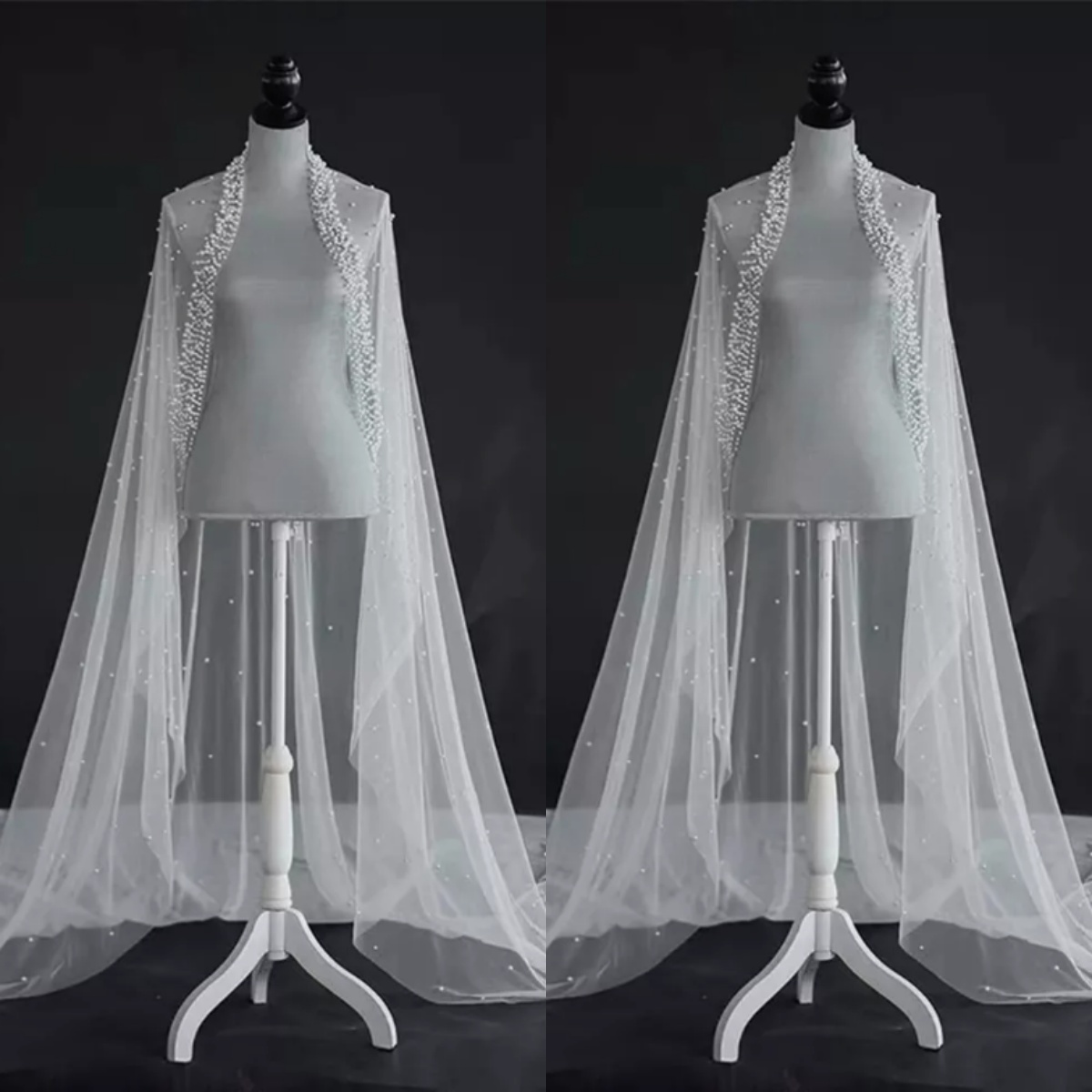 Gorgeous Pearls Wedding Veil Beaded Royal Bridal Veil with Comb 3M Long Special Cut Veil White Ivory Wedding Accessories