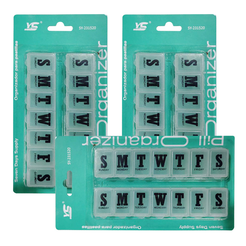 storage pill box a week seven compartments large capacity snap tight single row rectangular box