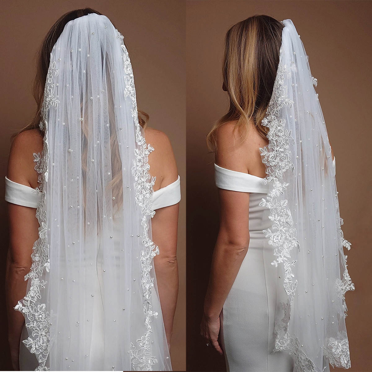 Elegant Wedding Veil Pearls Appliques Short Bridal Veil with Comb Special Cut Veil White Ivory Wedding Accessories