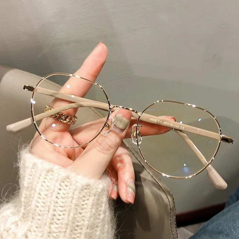 Fashion Metal Polygons Anti Blue Light Glasses Women Men Vintage Computer Eye Protection Eyeglasses Round Plain Spectacles 240708