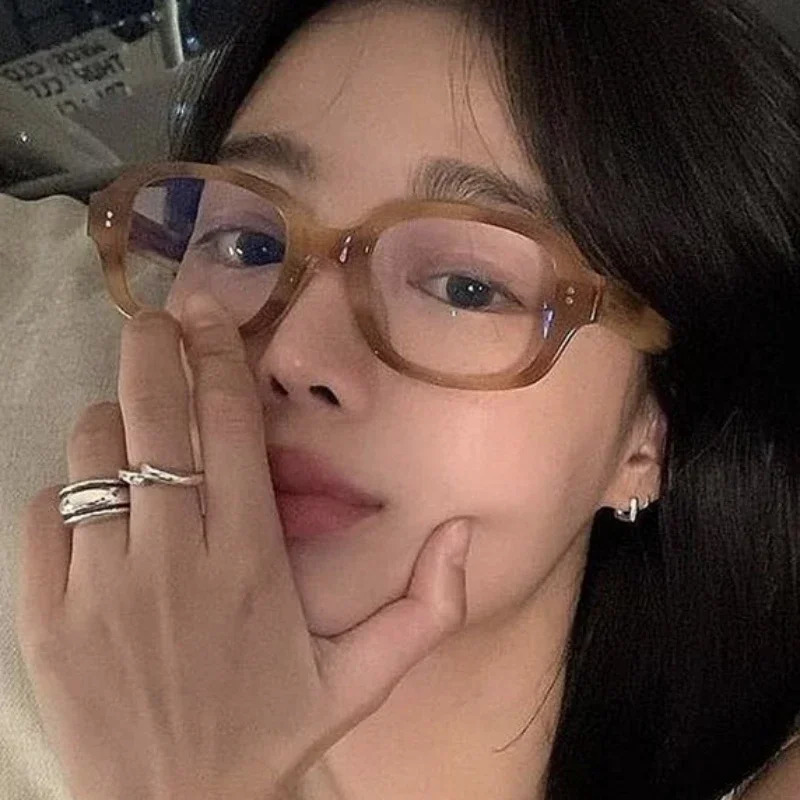 Retro Square Frame Eyeglass Women Red Computer Reading Glasses Clear Blue Light Blocking Eyewears Vintage Decorative Goggles 240708