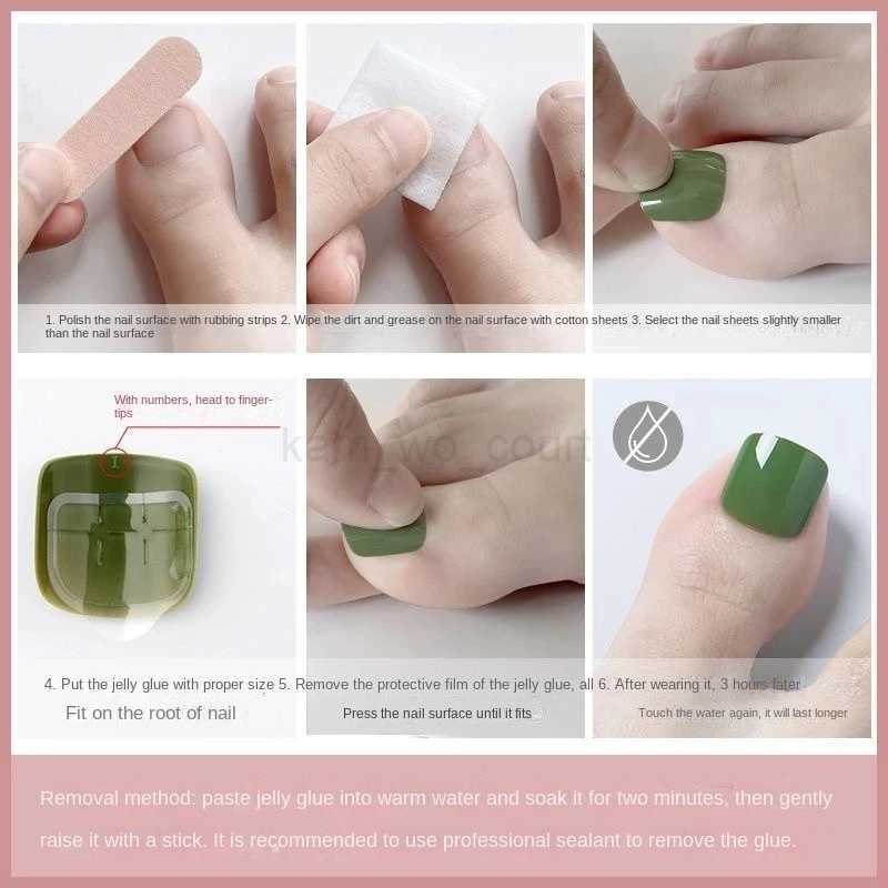 Classic False French Square Toes Nails Nude Nature Fake Toes Nails Exquisite Feet Nail Tips Faux Ongles Pieds Press On ToenailsM240709
