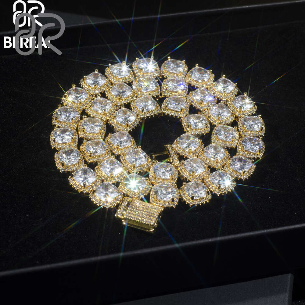 Selling Gold Plated Vvs Moissanite Tennis Chain Necklace Pass Diamond Tester Baguette Cut 925 Silver Hip Hop Bracelet