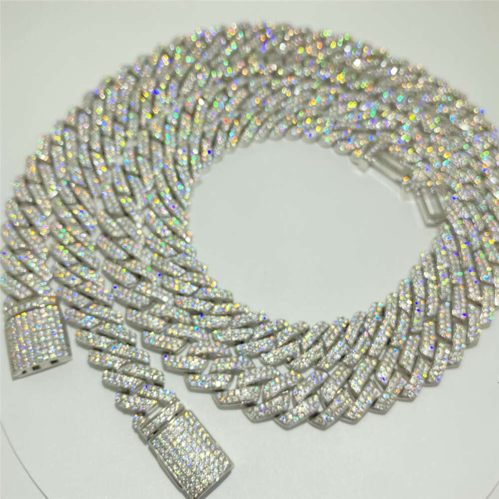 Wholesale 14mm Iced Out Fashion Hip Hop Men Jewelry Cuban Link Vvs Moissanite Diamond Miami Chain 925 Silver Necklace