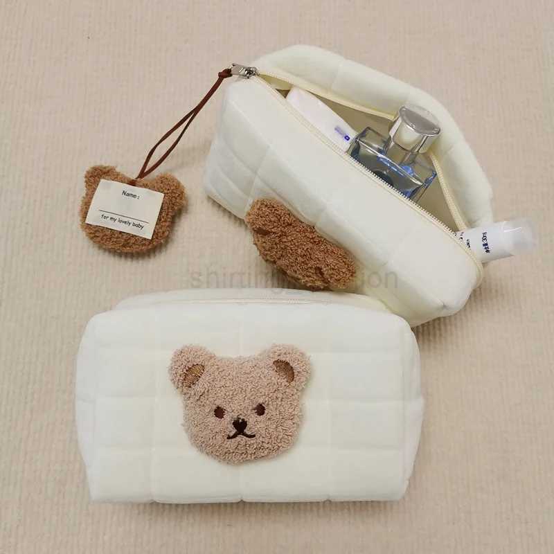 Portable Cute Bear Baby Toiletry Bag Make Up Cosmetic Bags Diaper Pouch Baby Items Organizer Reusable Cotton Cluth Bag for MommyCL240708