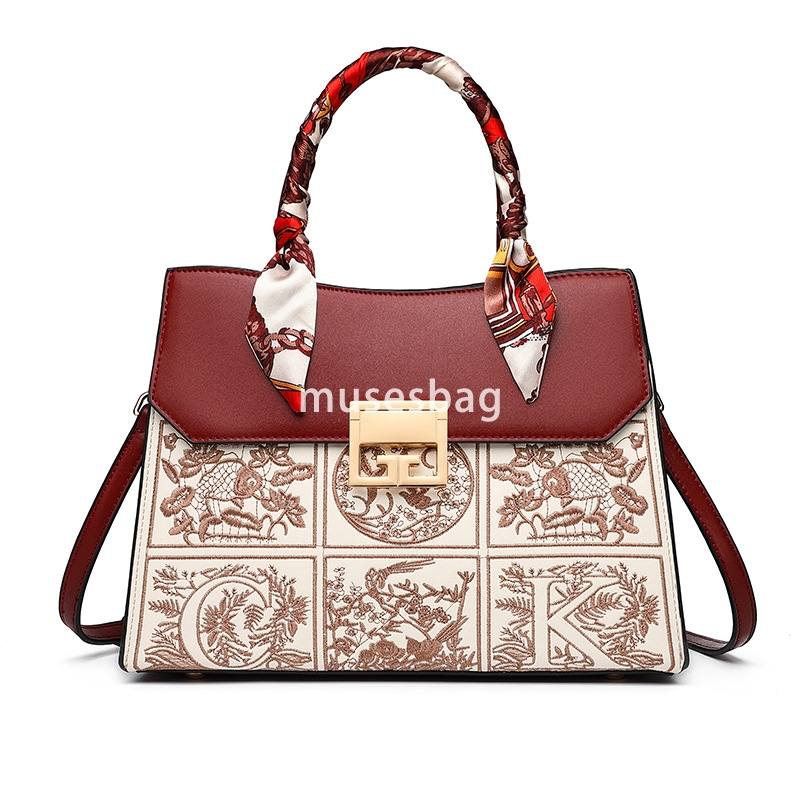 European and American retro high-quality bride red wedding bag mother's tote bag new versatile crossbody bag large capacity mother-in-law handbag