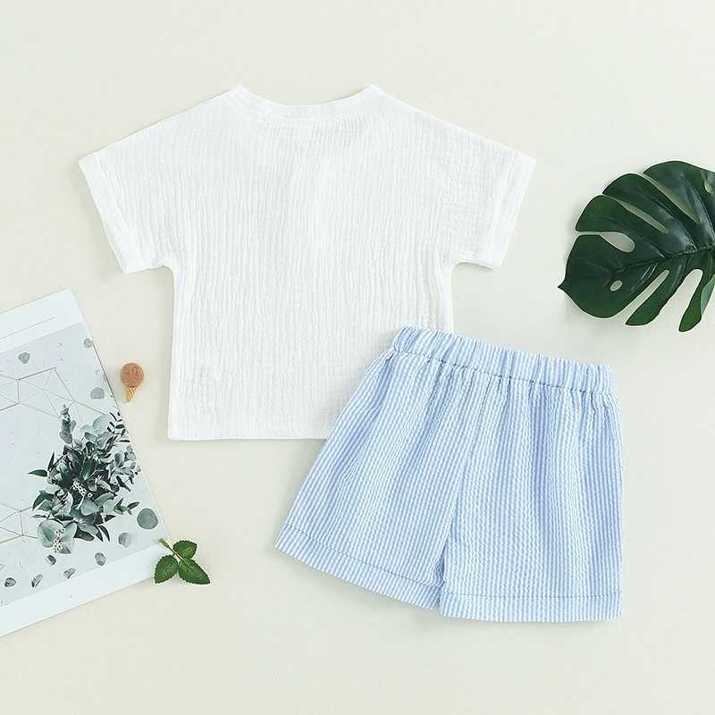 Clothing Sets Toddler Baby Boys 2PCS Casual Summer Clothes Sets Solid Color Short Sleeve Button Tops and Drstring Shorts Sets