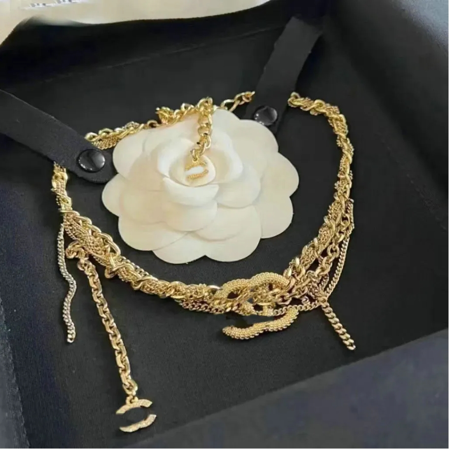 Women Choker Chain Letter Gold Plated Tassel Necklaces Designer Necklace Pendant Jewelry Accessories Cdcd
