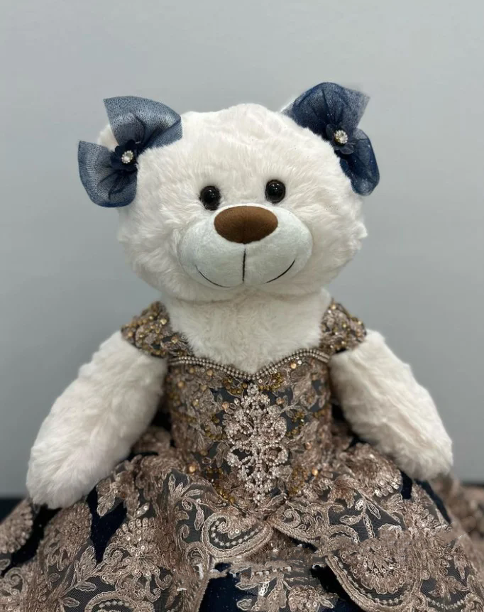 Royal Blue Mini Quinceanera Dress With Gold Applique & Sequins - Custom Made