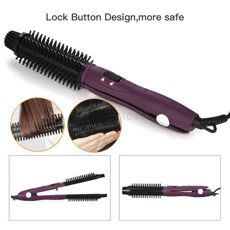 2 in 1 Ceramic In Styler Ionic Styler Hair Straightener Curling Iron Hair Wand Brush Iron Volumize Flat Irons CombM240709