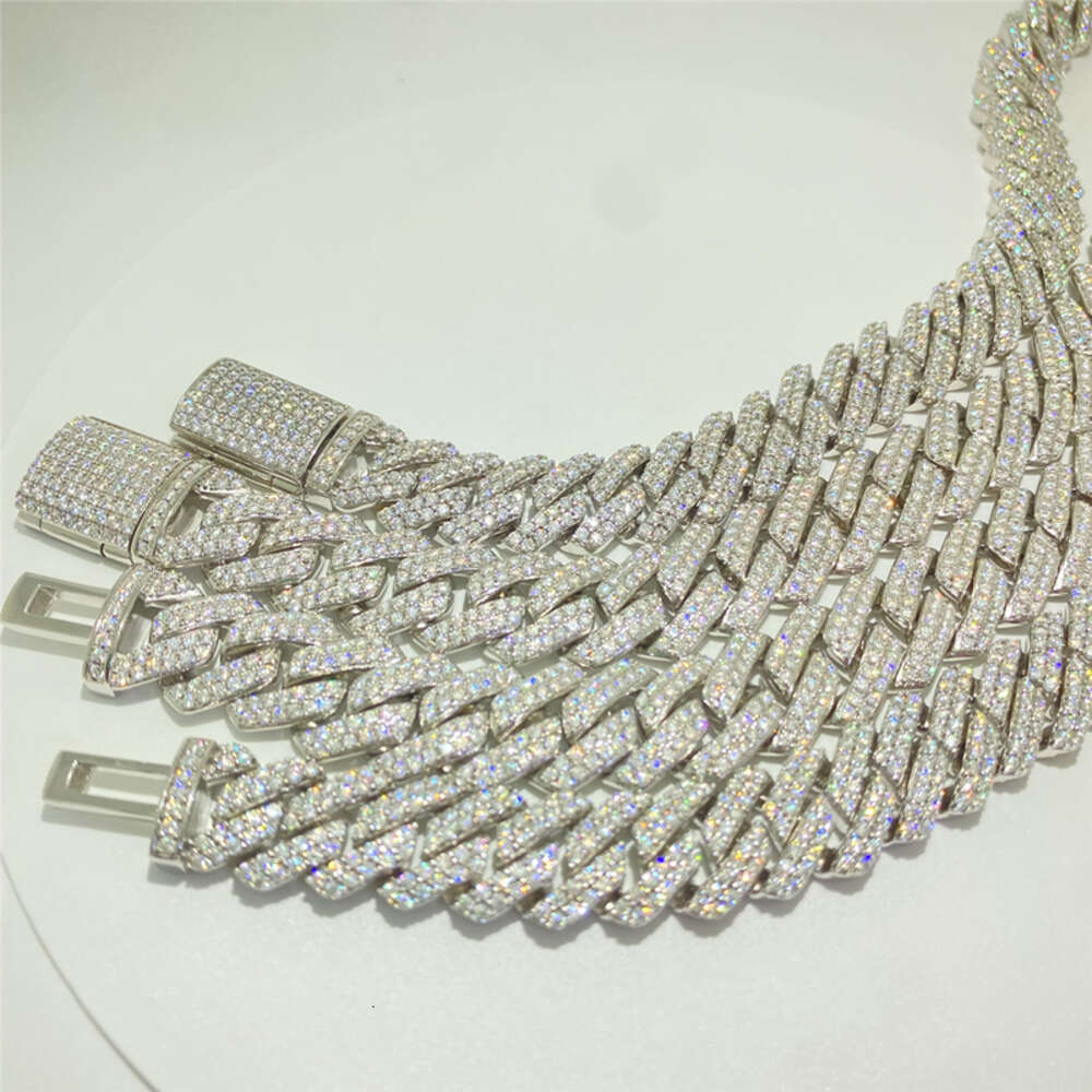 Wholesale 14mm Iced Out Fashion Hip Hop Men Jewelry Cuban Link Vvs Moissanite Diamond Miami Chain 925 Silver Necklace