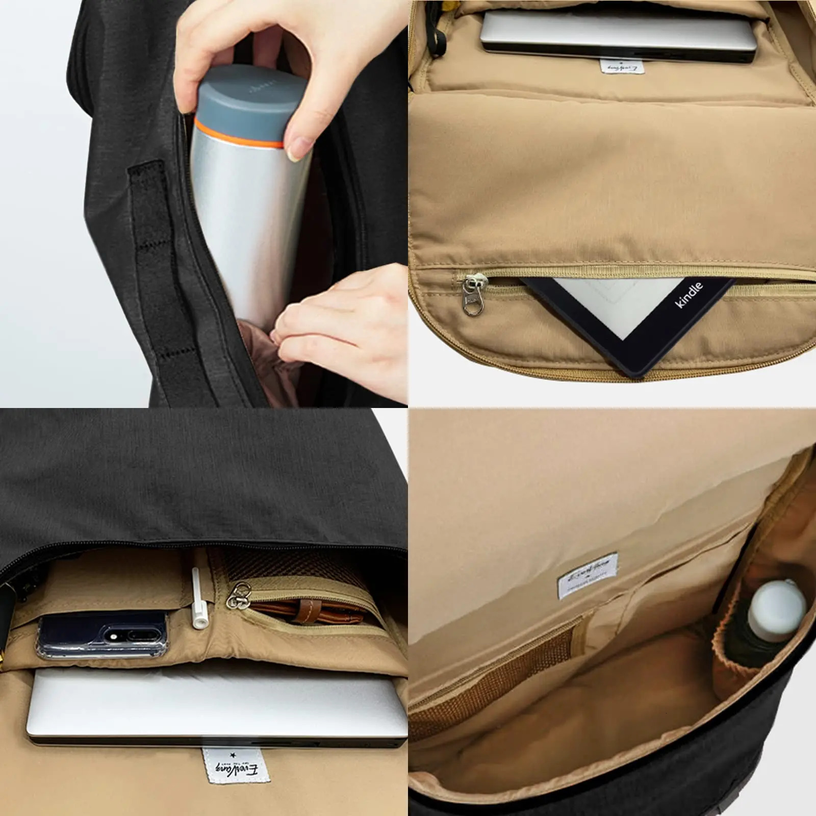 EverVanz Laptop Backpack Womens Roll Top Waterproof Travel Backpack Lightweight Casual Day Bag Fashion School Bag 240704bj