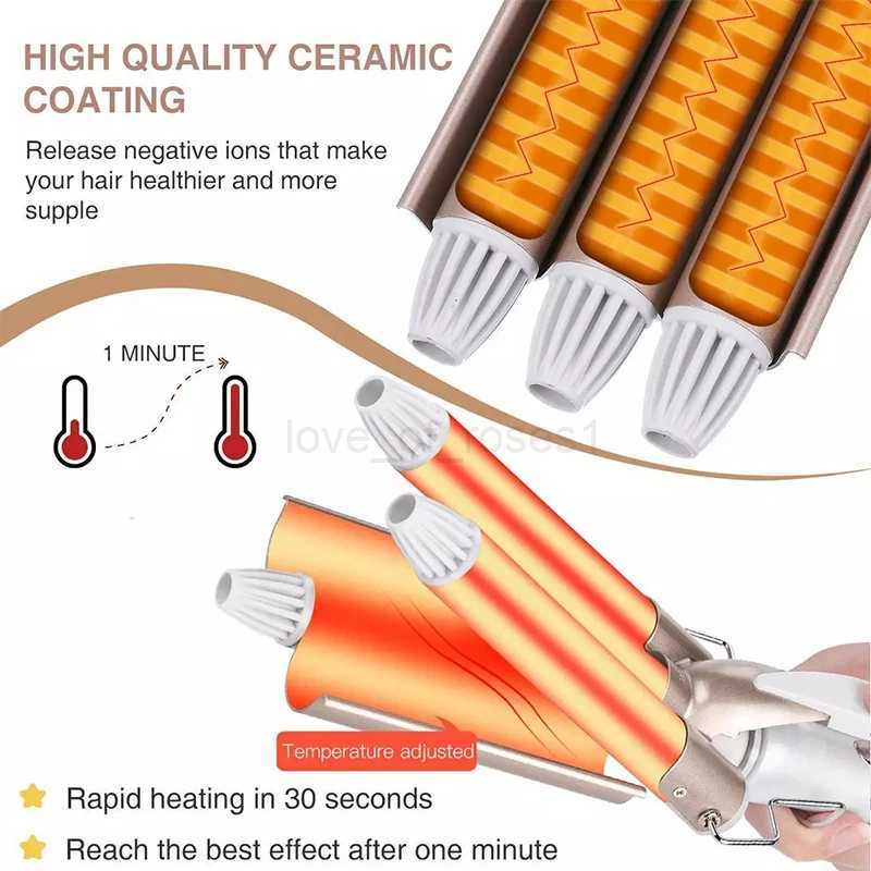 Corrugation Curling Iron Triple Curling Iron Ceramic Styler Professional Hairdressing Tool Hair Straightener Electric Hair StyleM240709