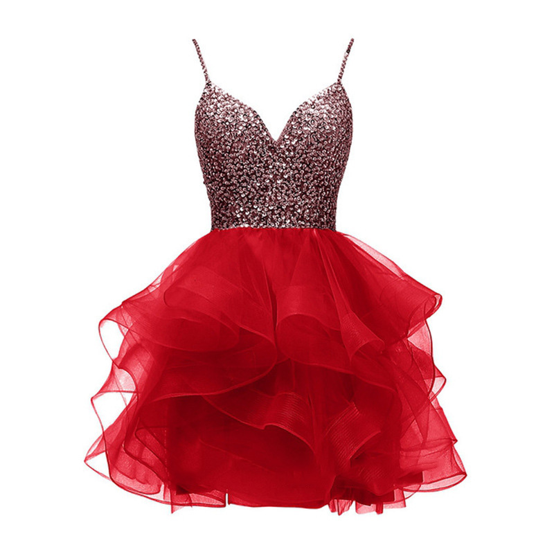 Bright Pink White Red Purple Spaghetti Short Homecoming tail Dress Events Party Gown prom dress Special Ocn Dresses Plus Size Sleeveless