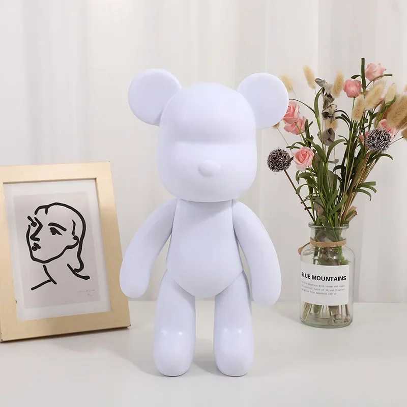 Decorative Objects Figurines Vinyl White Bear Figure DIY Graffiti Handmade Bear Statue Painting Fluid Pigment Vinyl Graffiti Figurine Decoration Kid T