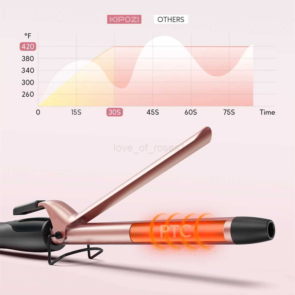 KIPOZI Professional Multifunctional Curling Iron Hair Instant Heating 60Min Auto Off Safety Tool With LCD Digital DisplayM240709