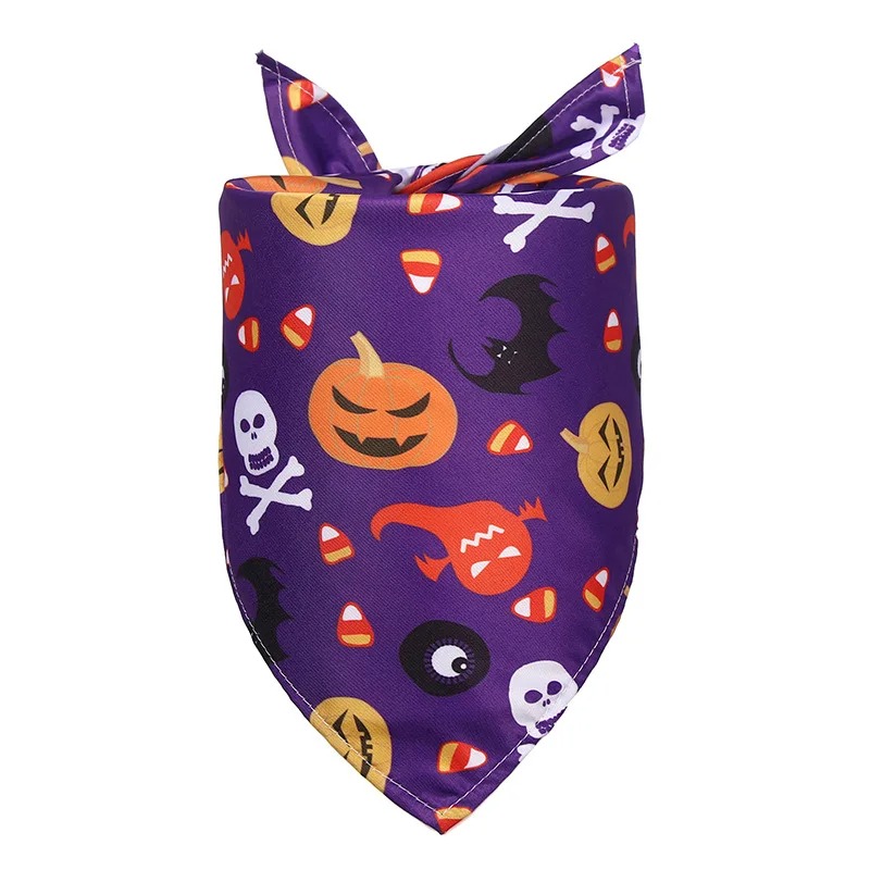 Halloween Pet Bandanas Collar for Dogs Cats Cotton Triangular Bibs Scarf Collar with Pumpkin Pattern for Puppy Accessories