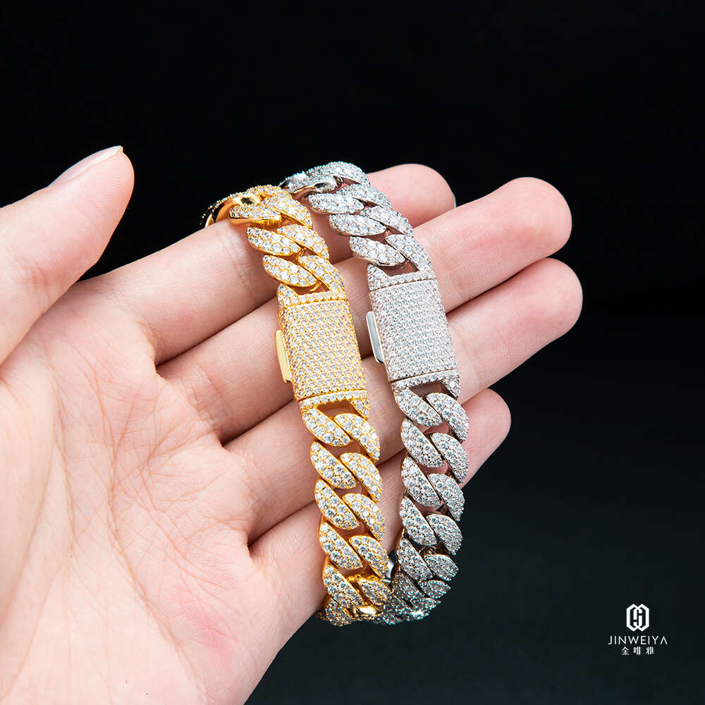 Hip Hop Bracelet Bangles Diamond Luxury Zircon 14k Gold Cuban Link Chain Iced Out