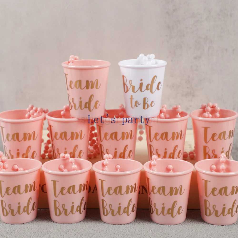 25Pcs/Set Team Bride Drinking Cups Wristbands Tattoo Bachelorette Bridal Shower Party Gift Bride To Be Wedding Hen Party DecorB270708