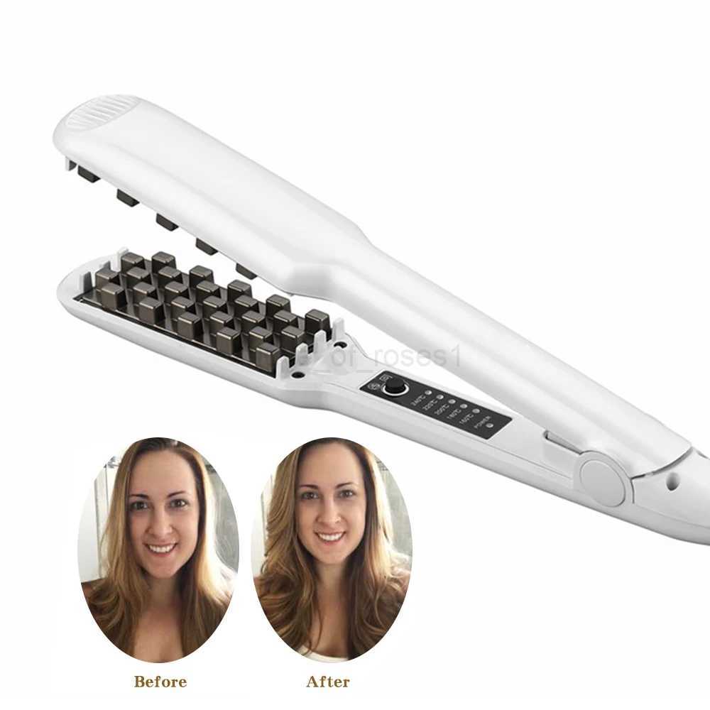 Ceramic Fluffy Hair Straightener Iron Lattice Heating Plates Wave Iron 3D Styler Crimping Corrugated Fluffy Artifact Salon ToolM240709