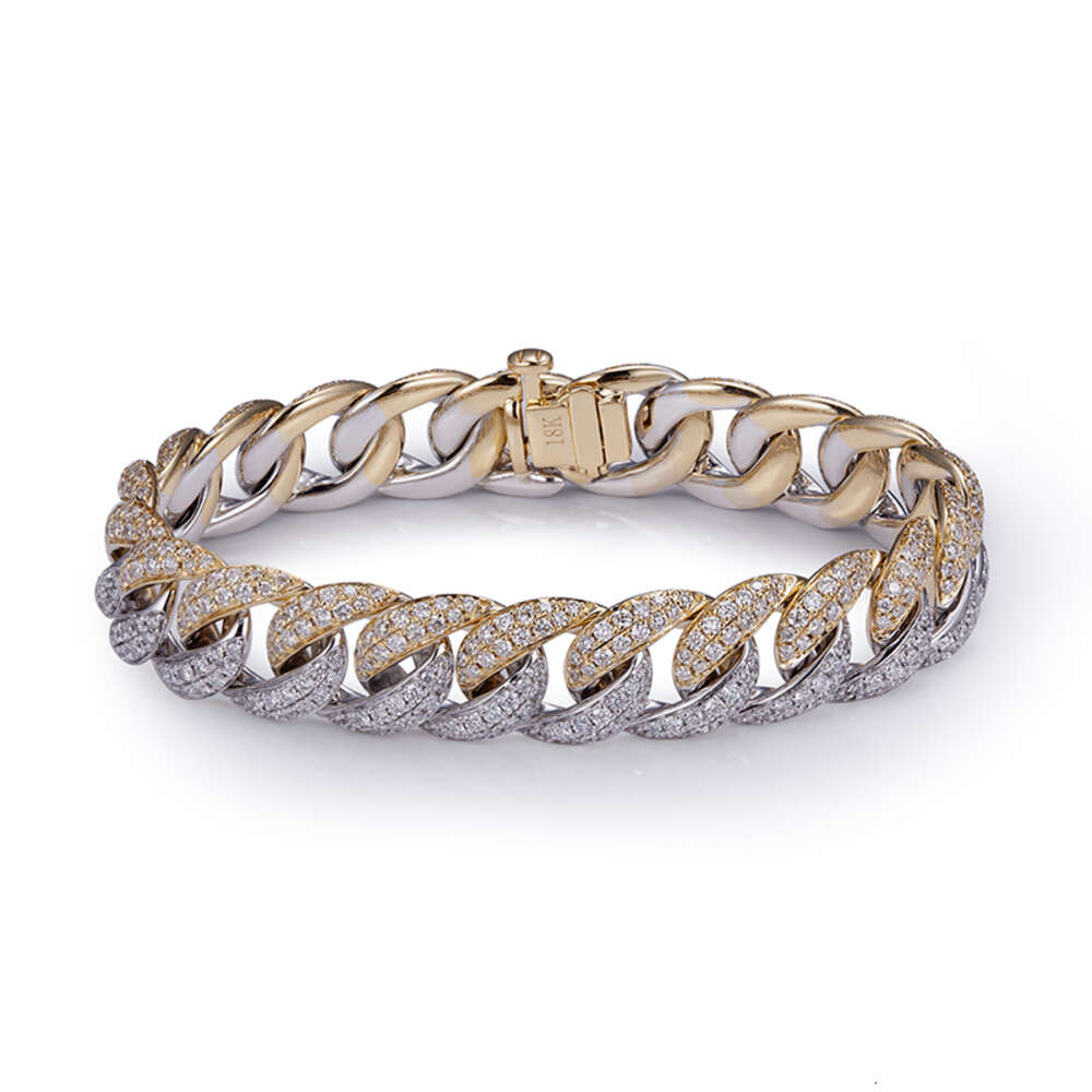 Hip Hop Iced Out Jewelry Mens 18k Multicolor Lab Diamond Cuban Chain Bracelet