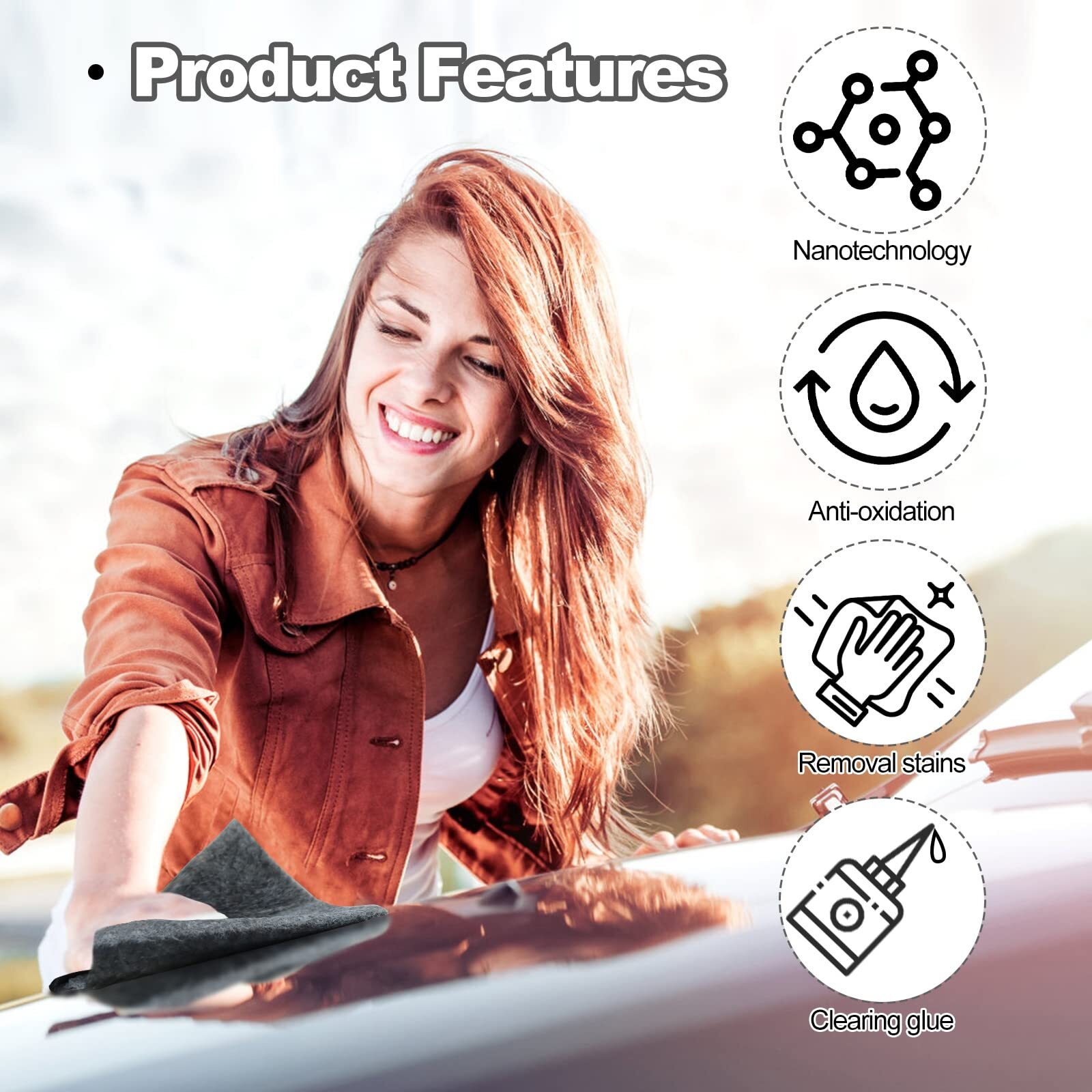 ALASMOYER 2 Pack Remover, Nano Sparkle Cloth for Car Scratchess, Easily Repair Paint Scratches and Water Spots, Gray