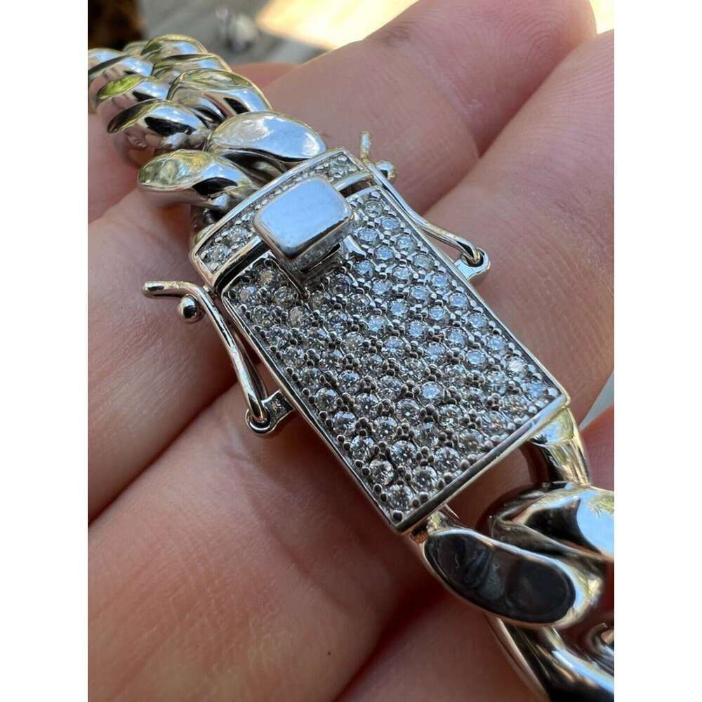 Custom d Vvs1 Bling Miami Iced Out Moissanite Cuban Link Chain 925 Silver Hip Hop Pendant Necklace Set