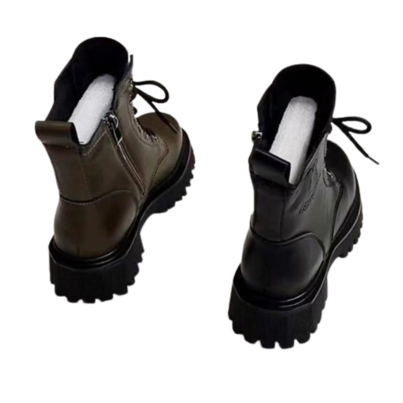 British Retro Style New Autumn/Winter Thick Bottom Zipper Lace up Black Classic Anti slip and Wear resistant Short Boots free shipping Lhshoe