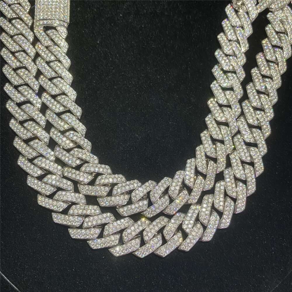 Custom Stock Iced Out Vvs Moissanite Cuban Bracelet 925 Silver Bling Cz Diamond Link Chain Hip Hop Men Jewelry Necklace