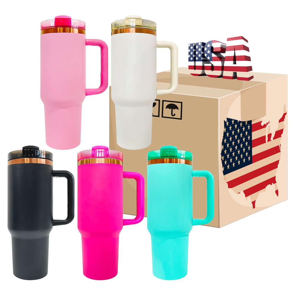 Outdoor sports multiple colors BPA free double walled stainless steel vacuum insulated powder coated H2.0 40oz copper tumbler with lid and straw for l
