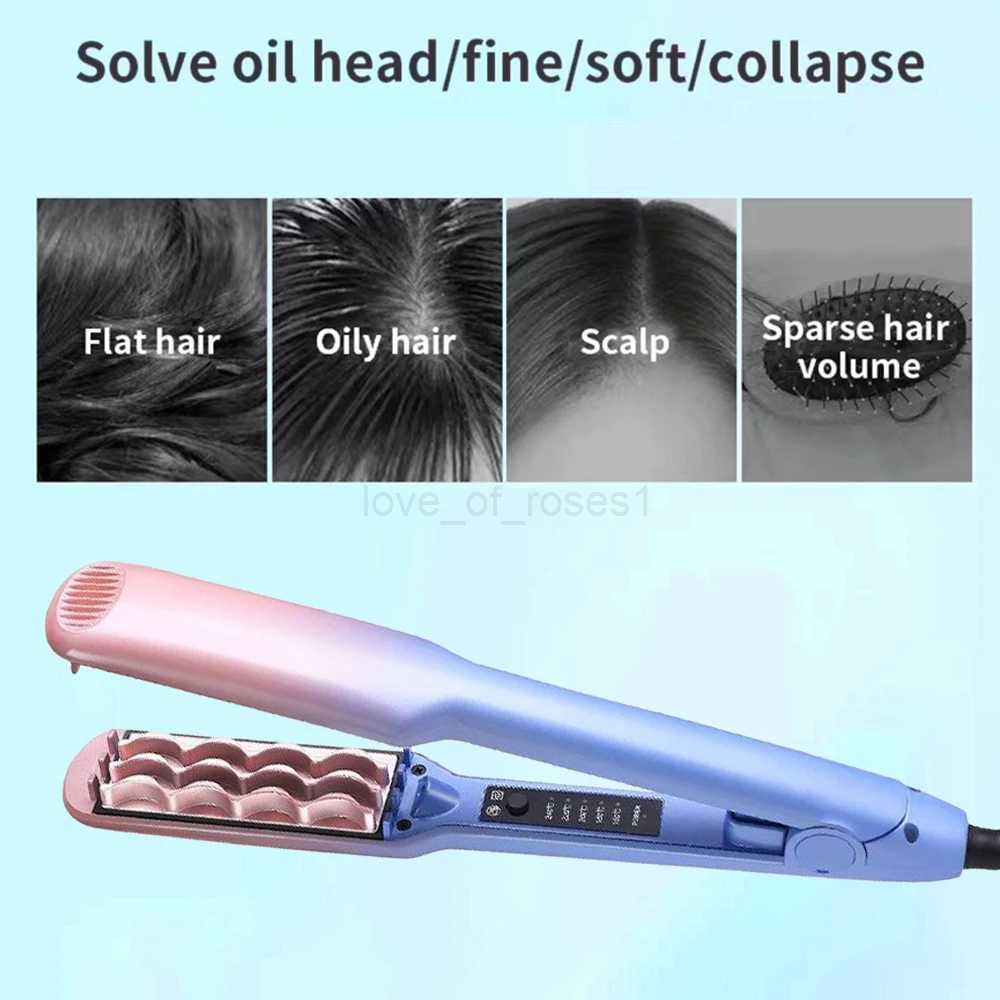 Professional 3D Grid Hair Crimper Volumizer Ceramic Hair Fluffy Corrugated Curler 5 Temperatures Flat Iron Styling ToolsM240709