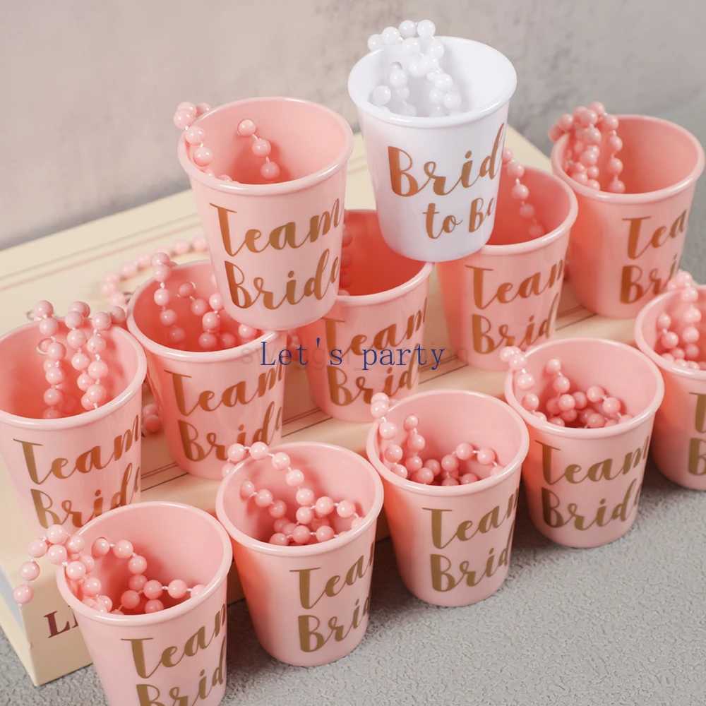 25Pcs/Set Team Bride Drinking Cups Wristbands Tattoo Bachelorette Bridal Shower Party Gift Bride To Be Wedding Hen Party DecorB270708