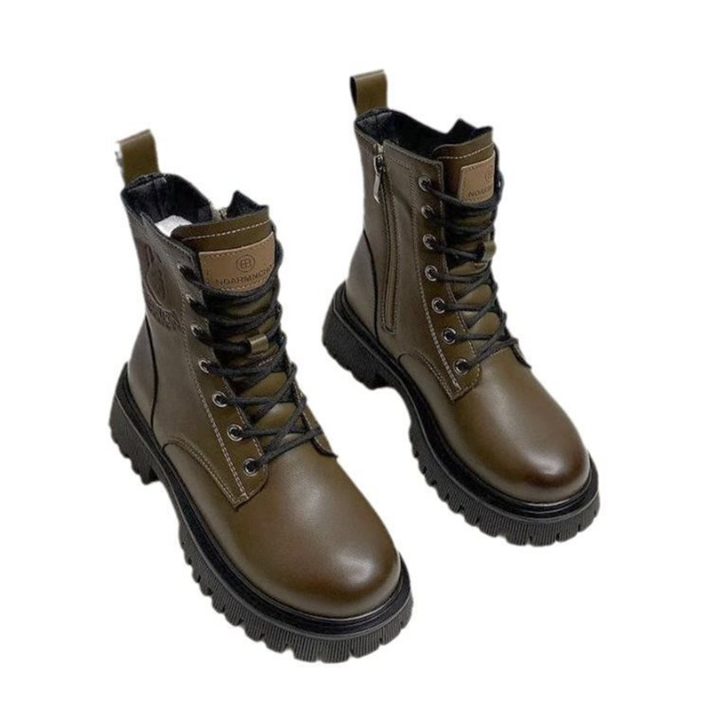 British Retro Style New Autumn/Winter Thick Bottom Zipper Lace up Black Classic Anti slip and Wear resistant Short Boots free shipping Lhshoe