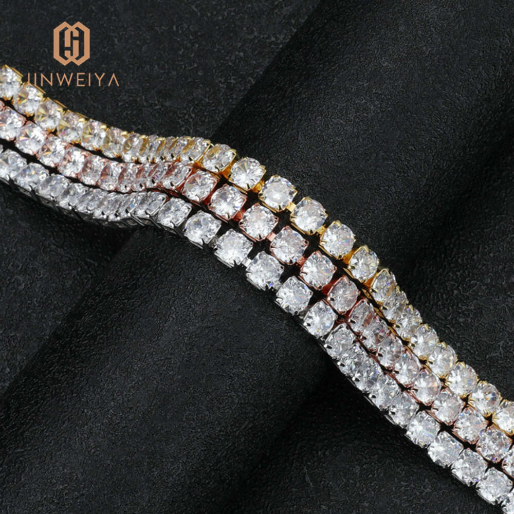 Jwy Men Bracelet Chain Cuban 6mm Tennis Brass Fashion Jewelry 14k Gold Plated Bracelets