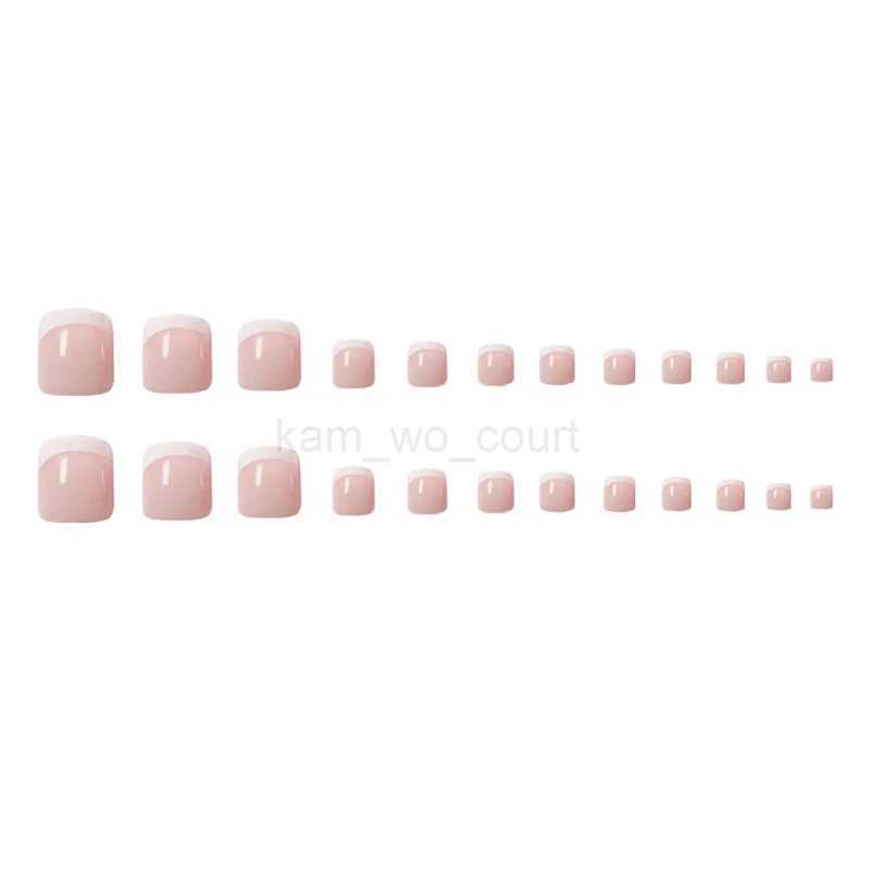 Classic False French Square Toes Nails Nude Nature Fake Toes Nails Exquisite Feet Nail Tips Faux Ongles Pieds Press On ToenailsM240709