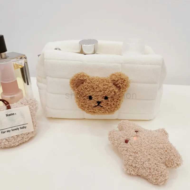 Portable Cute Bear Baby Toiletry Bag Make Up Cosmetic Bags Diaper Pouch Baby Items Organizer Reusable Cotton Cluth Bag for MommyCL240708