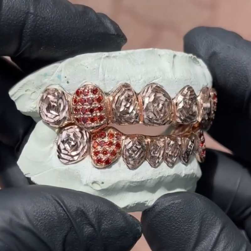 Custom Hiphop Iced Out Rose Gold For Teeth Sterg Sier Bg Moissanite Grillz