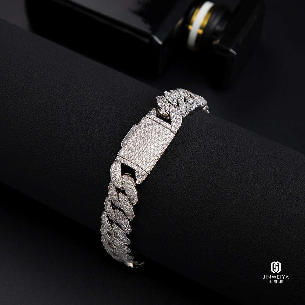 Hip Hop Bracelet Bangles Diamond Luxury Zircon 14k Gold Cuban Link Chain Iced Out