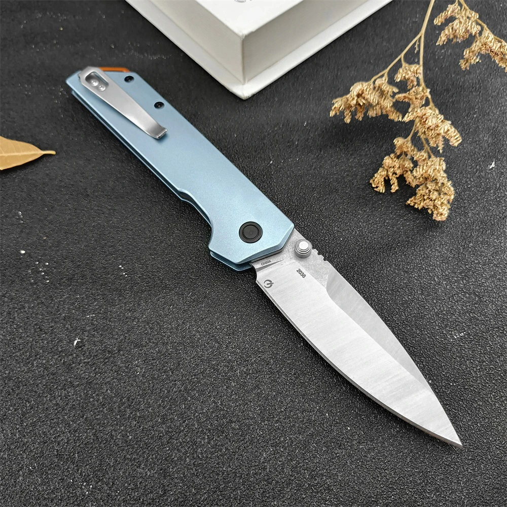knife KS 2038 Iridium KVT Folding Knife 3.4 D2 Spear Point Blade Wathet Aluminum Handles EDC Pocket Knife Hunting Rescue Survival Portable Folding Kni