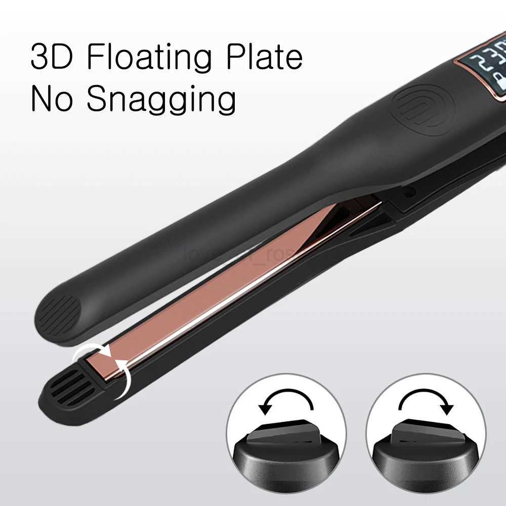 Hair Curler 450F Pencil Hair Flat Iron 10mm Titanium Thinnest Narrow Mini Hair Straightener for Beard Short Hair Styling ToolM240709