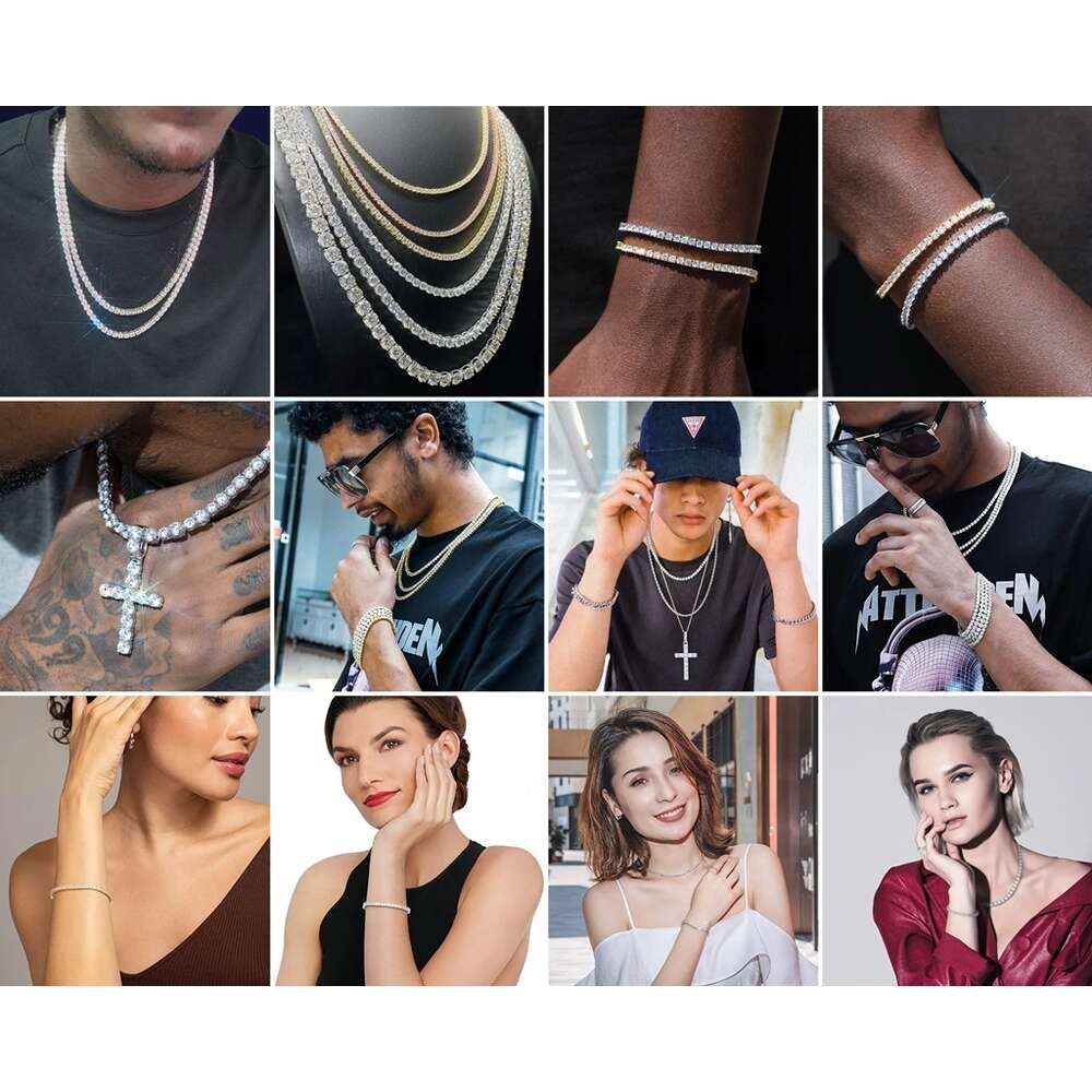 Lowest Price Custom Jewelry Gold Plated 925 Sterling Silver Iced Out 3mm 4mm 5mm d Vvs Moissanite Diamond Necklace Tennis Chain