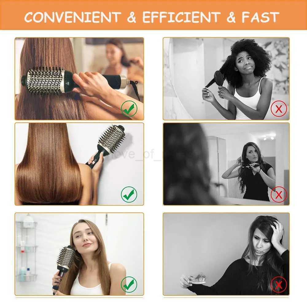 Hair Dryer Brush One-Step Hair Dryer Premium Hot Air Brush With Negative Ion Generator 4 in 1 Hot Air Brush with Fast DryingM240709
