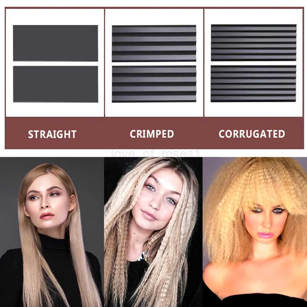 Professional 3 in 1 Hair Corrugated Curling Iron for Hair Straight Crimp Corn Splint Flat Wave Iron Ceramic Digital Styling ToolM240709