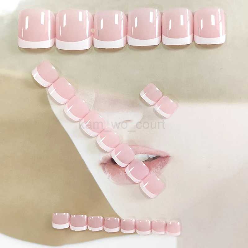 Classic False French Square Toes Nails Nude Nature Fake Toes Nails Exquisite Feet Nail Tips Faux Ongles Pieds Press On ToenailsM240709