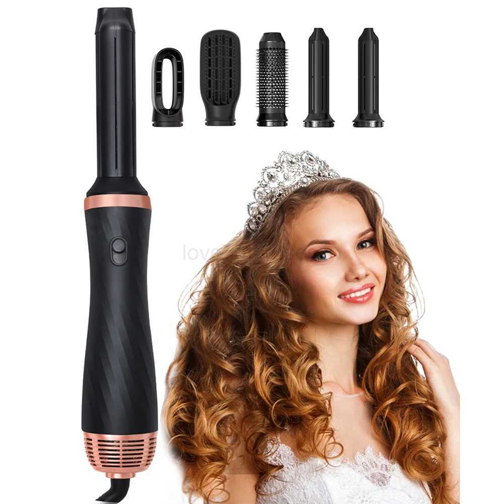 Multifunctional Hair Dryer 5 in 1 Electric Comb Negative Ion Straightener Comb Curling Iron Detachable Heating Brush Hair DryerM240709