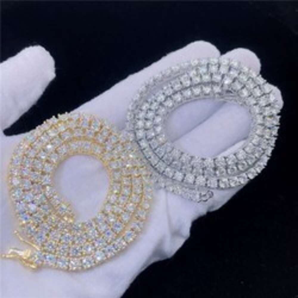 Drop Shipping Hip Hop Vvs 925 Sterling Silver 5mm 6.5mm Moissanite Diamond Ice Shining Tennis Chain Necklace Bracelet