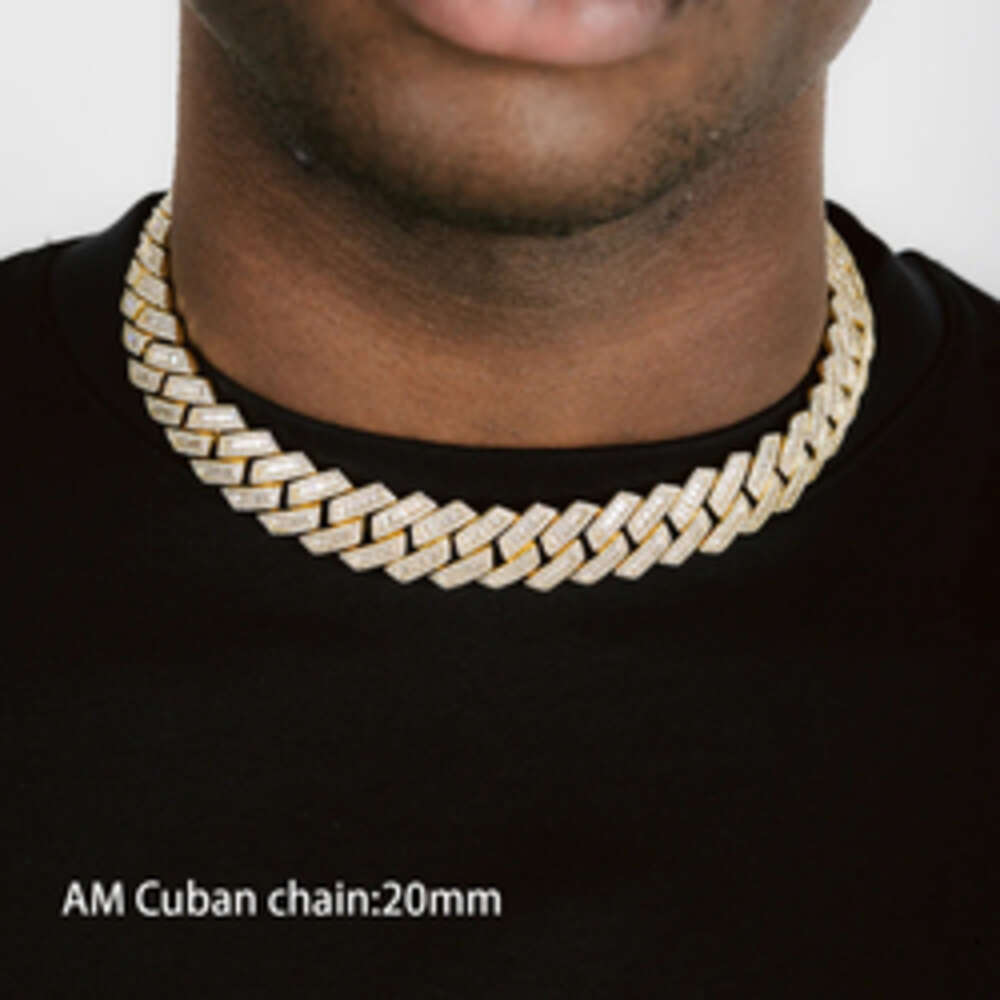 Am Jewelry 8mm 10mm 12mm Vvs d Color Diamond Necklace Bracelet Gra Certificate 925 Silver Iced Out Cuban Link Moissanite Chain