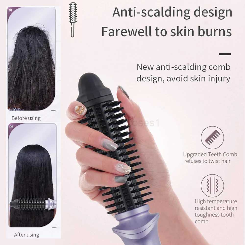 Ceramic Curling Iron Brush for Travel 3/4 Inch Heated Curling Brush Heated Tourmaline Ceramic Barrel for Short Long HairM240709